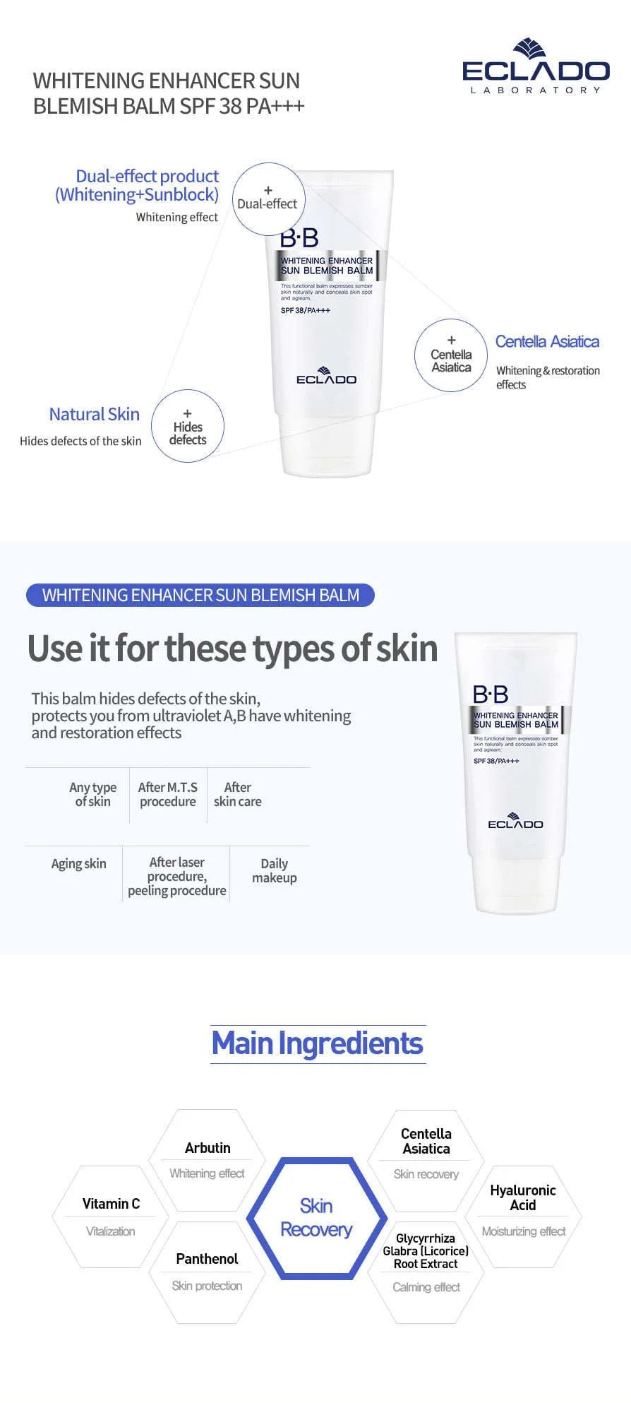 ECLADO | Whitening Enhancer Sun Blemish Balm SPF 38/PA+++