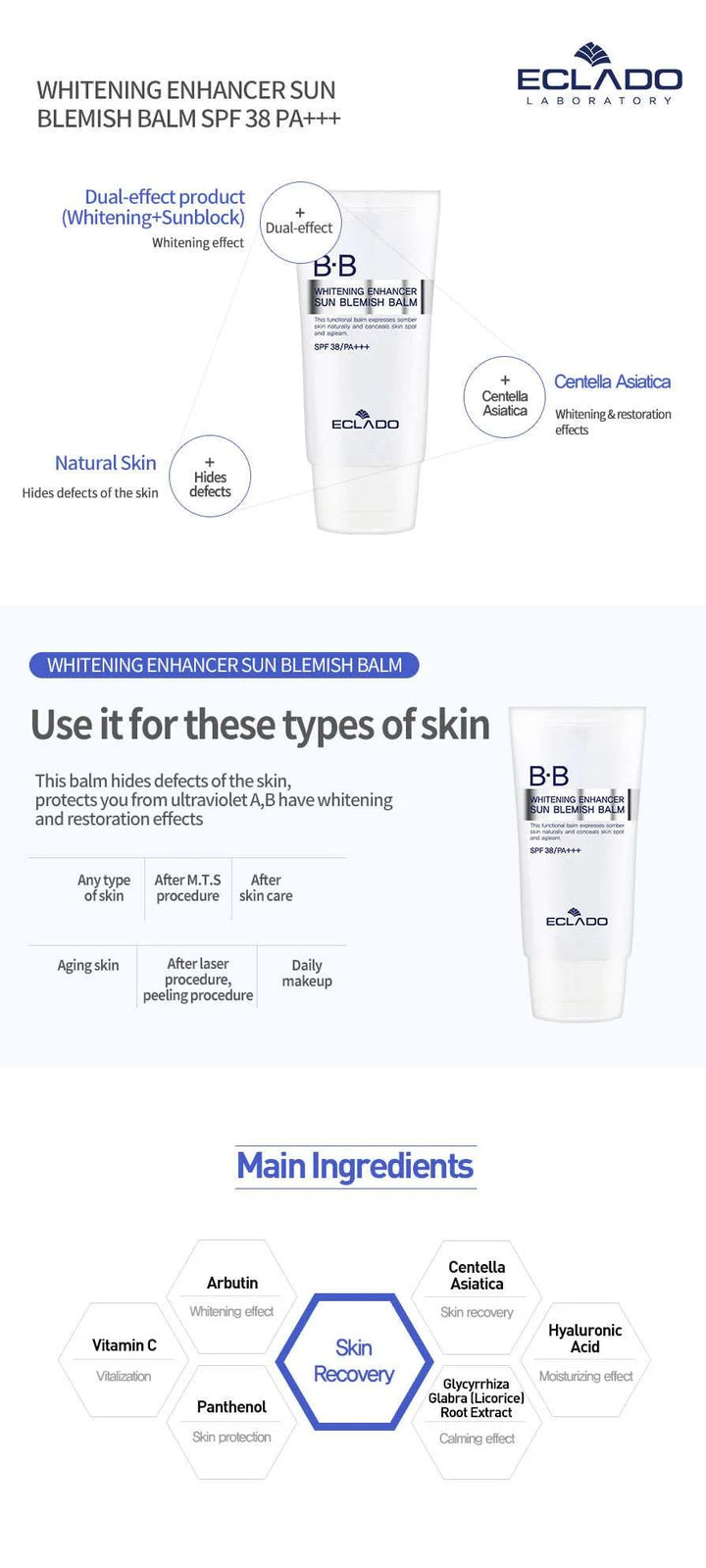 ECLADO | Whitening Enhancer Sun Blemish Balm SPF 38/PA+++